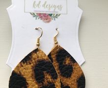 Cheetah print, genuine leather earrings