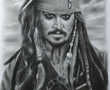Pirate Original Drawing, Oil on Paper