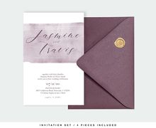 Purple Watercolor Wedding Invitation Suite, Template
