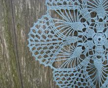Crochet doily, aquamarine lacy, round doily, floral motif