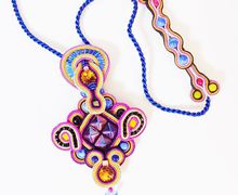 Soutache cross necklace, statement catholic cross, religious Large Cross Necklace, Faith Necklace, Crucifix Necklace, Religious Jewelry