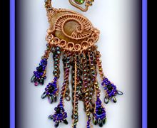 SOLD: Wire Wrap Weave Beaded Peacock in Copper...Brooch