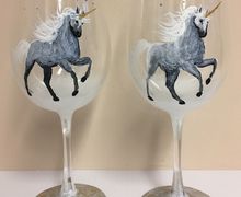 Wine Glasses -Winter Unicorn