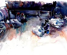 A watercolor painting "Guests"