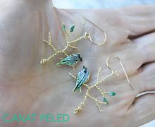 Tiny bird on branch earrings, Meaningful gift, Nature inspired jewelry.