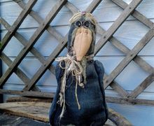 Primitive Crow - Primitive Fall Decor - Halloween Decor - Old Crow - Primitive Decor - Fall Decor - Handmade Doll - Primitive Doll - Crow -