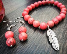 Gemstone bracelete with earrings Rodonith