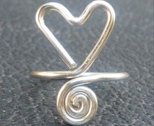 Wirewrapped Heart Swirl Ring Free US shipping