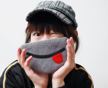 iPhone or Camera Pouch or Coin Purse - The Cheeky Smile in Gray