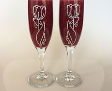 Two unique decorative flute glasses