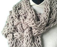 Woven gray finger knitted single wrap infinity scarf, unique, warm