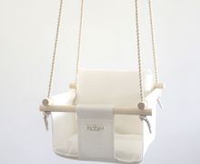 Byel Basic natural indoor baby swing chair. Linen nursery decore, baby indoor fun