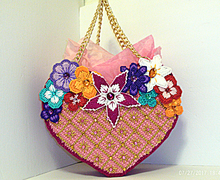 Pink and Gold Heart shaped tote bag
