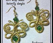 Wire wrap weave Butterfly dangle earrings