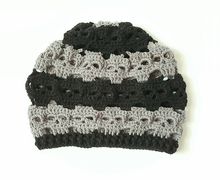 Skulls Slouch Hat - Black And Pewter Gray