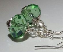 Peridot Green Glass Earrings, Green Earrings, Sterling Silver Earrings, Gifts for Her, Bridal,Handmade Dangle Earrings, Dangle Earrings