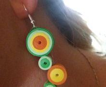 Modern earrings, paper quilling, Color circle