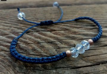 Blue Minimal Macrame Crystal Bracelet