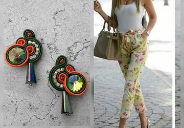 green lobe soutache earrings, unique jewelry, accessories Autumn, anniversary gift, colored earrings, handmade jewelry, italian jewellery