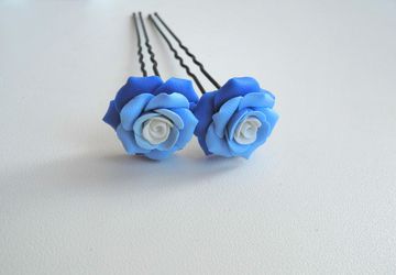 Hairpin with rose (polymer clay)