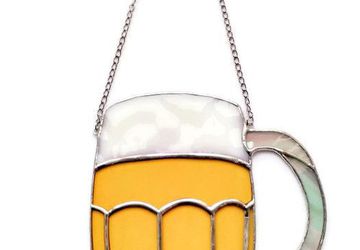 Beer Mug Suncatcher for Men, Alcohol-free healthy ornament for him, in 4 colours