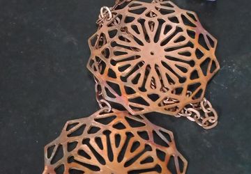 Copper Mandala Necklace with amethyst stone