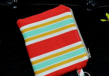 Key Fob Wallet, Small Minimalist Fabric Wallet, Red Small Pouch, Keychain Wallet Pouch, Keychain Card Holder, Earbud Case