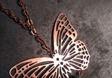Copper butterfly necklace with abalone gemstone,lace buttefly pendant,real butterfly design
