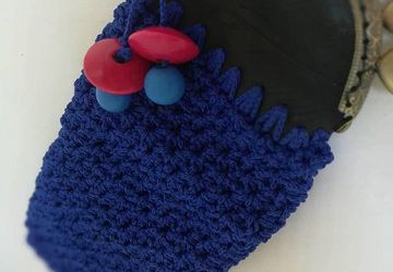 InnerTube/EyeGlass Case/Mobile Case/Crochet /Metal Frame Clasp/Wooden Beads/Makrame Yarn/ Free Shipping!!!