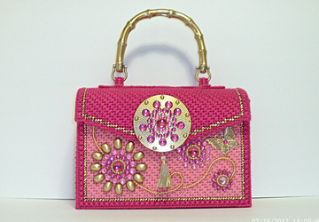 Pink and Gold Jeweled Handbag