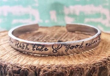 High Tide and Good Vibes Aluminum Cuff Bracelet