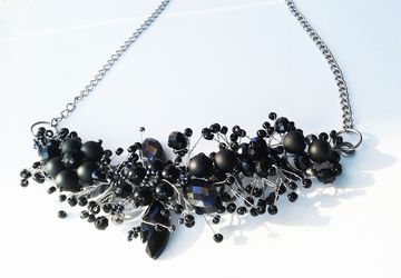 Statement necklace Black necklace floral vine necklace Gothic necklace Wire wrapped necklace Wire necklace wire bib necklace modern necklace