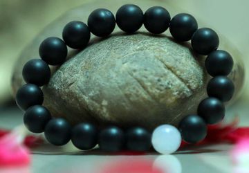 Matte Black & White Onyx Beaded Bracelet, Boyfriend Girlfriend Jewellery Single Piece, Men's jewellery, Yin Yang Bracelet