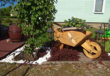 Wooden handmade wheelbarrow