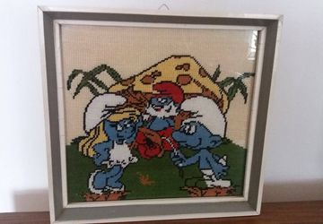 vintage gobelin family smurf, Smurfette, smurf, Father smurf