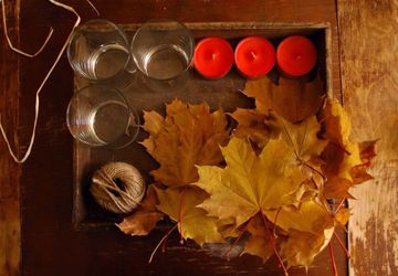 Candle Holder with Autumn Leaves!