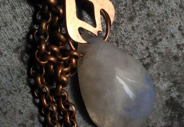 Elegant moonstone pendant with copper head,pear shaped moonstone copper necklace,metal jewelry
