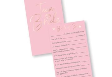 Team Bride Rose Gold & Pink Hen’s Night Advice Cards - 8 Pack