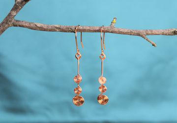 Copper wire, spiral earrings, dangle, fishhook