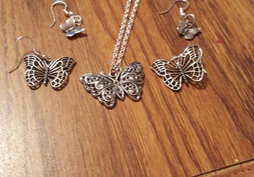 Butterfly Earrings and Necklace