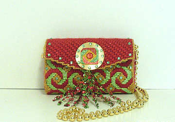 Red,Gold and Green Jeweled Clutch/Evening bag