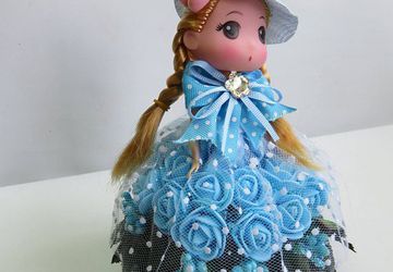 BLUE DRESS FLOWER DOLL,