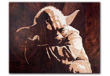 ORIGINAL marquetry wooden Yoda master of Star wars scifi movie by Andulino