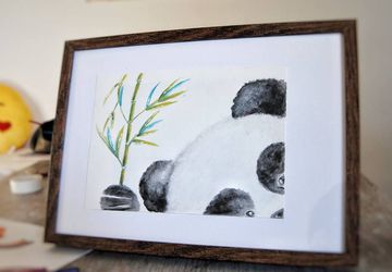 Panda Bamboo Watercolor Illustration. Nursery Decor. Baby Room Decor. Home Art.