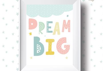 Dream Big, pastel, Playroom print, nursery wall decor, kids poster, nursery print, kids wall art, playroom poster, digital download.