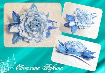 A hairpin with blue flowers