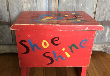 Vintage Red Shoe Shine Box, vintage storage, red crate
