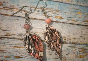 Origami earrings, papercrafts, botanical gardens, pink, origami leaf, unique earrings