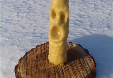 Ghost candle, Face candle, Gothic candle, Odd candle, Beeswax candle, Hand-sculpted candle, Halloween candle, Scary candle, Singing candle