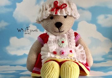 Hand knitted one of a kind teddy bear - Hyacinth.